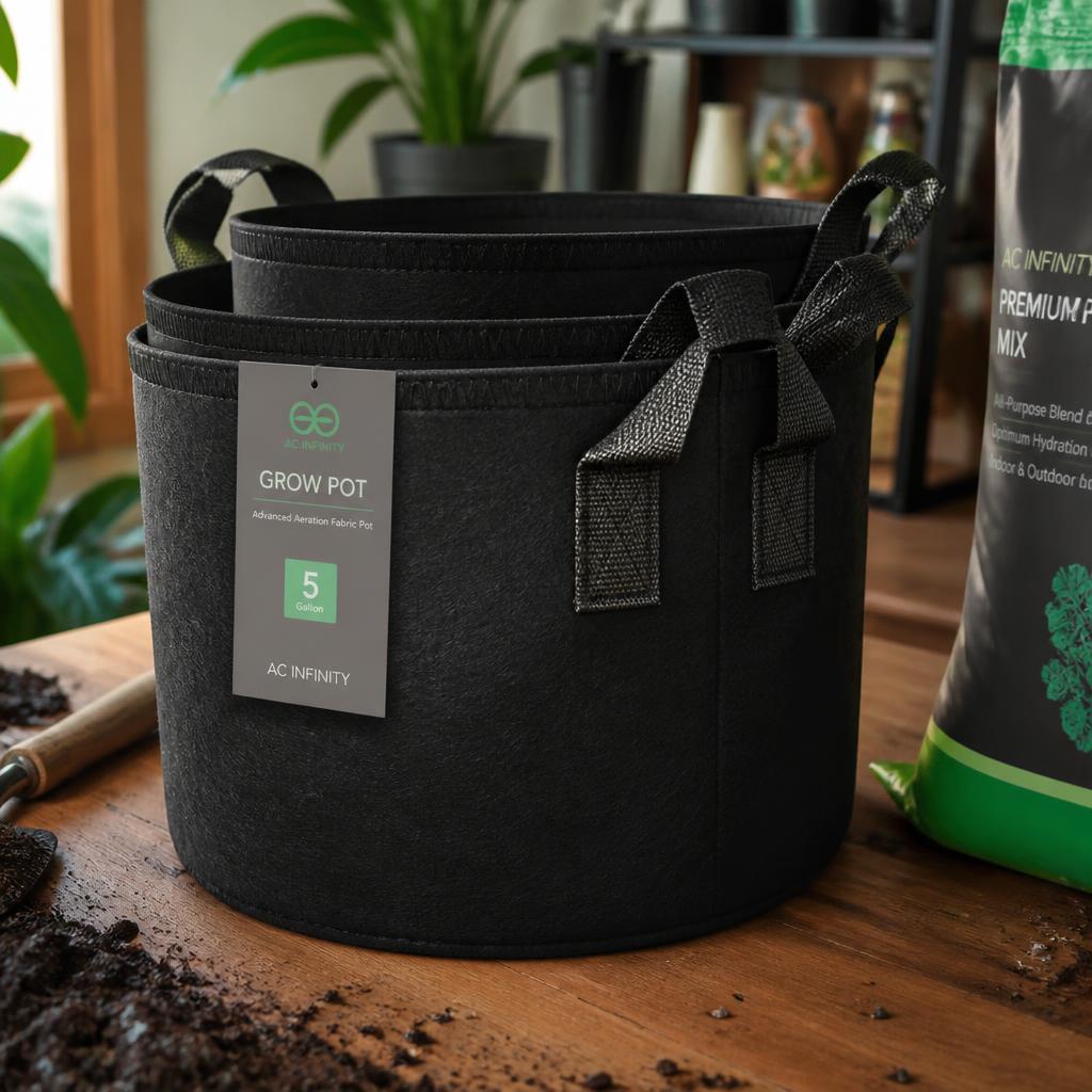 Breathable Fabric Pots, 5 Gal (5-Pack)